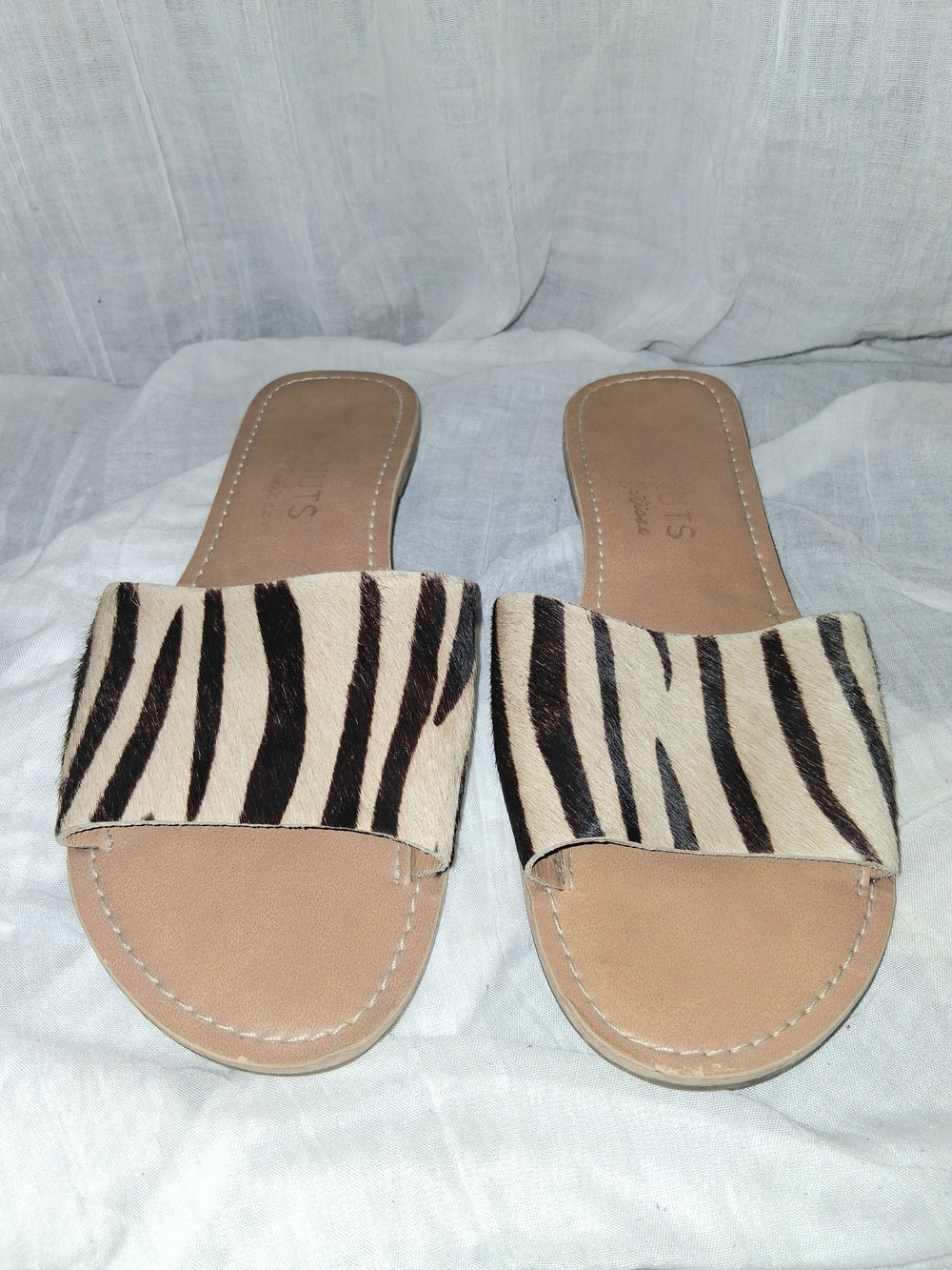Coconuts by Matisse Zebra-Print Slide Sandals - Tan & Black - Picture 1 of 6